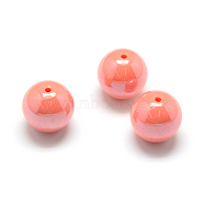Pearlized Style Acrylic Beads, Round, Coral, 12mm, Hole: 2mm, about 530pcs/500g(MACR-S826-12mm-D)