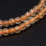 Natural Citrine Round Beads Strands, Faceted, Dyed & Heated, 3mm, Hole: 0.5mm, about 138~142pcs/strand, 15.3 inch(G-P115-04)