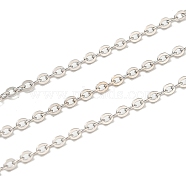 Rhodium Plated 925 Sterling Silver Flat Cable Chains, Soldered, Platinum, Link:1.9x1.5x0.5mm.(STER-F052-04P-05)