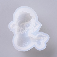 Statue Silicone Molds, Portrait Sculpture Resin Casting Molds, For UV Resin, Epoxy Resin Jewelry Making, Mermaid, White, 86x80x36mm(X-DIY-G009-05)