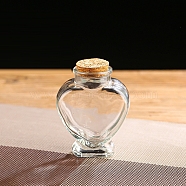Glass Bottle, Wishing Bottle, with Cork Stopper, Heart, Clear, 8x10.3cm, Capacity: 160ml(5.41fl. oz)(X-HEAR-PW0001-129B)