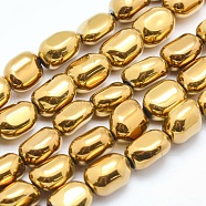 Electroplate Non-magnetic Synthetic Hematite Beads Strands, Nuggets, Golden Plated, 7x4~5mm, Hole: 1mm, about 57pcs/strand, 15.7 inch(40cm)(G-L488-A-05)