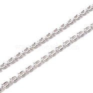 Brass Link Chains, U Shape, Unwelded, Silver, 9.5x5x2mm(CHC-T014-001S)
