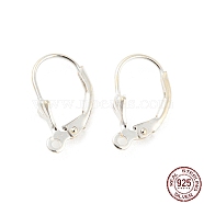 925 Sterling Silver Leverback Earring Findings, Silver, 17x10x4mm, Hole: 1.4mm(STER-H107-06S)