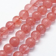 Cherry Quartz Glass Beads Strands, Round, 8mm, Hole: 0.8mm, about 47pcs/strand,  14.96 inch(38cm)(G-I199-28-8mm)