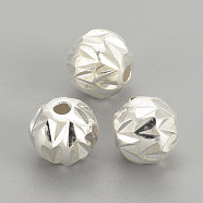 925 Sterling Silver Beads, Faceted, Round, Silver, 8mm, Hole: 1mm(X-STER-S002-09-8mm)