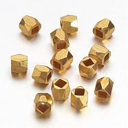 Golden Alloy Faceted Column Spacer Beads, Metal Findings Accessories for DIY Crafting, 3x3mm, Hole: 1.5mm(X-PALLOY-C077-G)