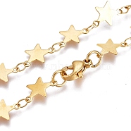304 Stainless Steel Link Chain Necklaces, with Lobster Claw Clasp, Star, Golden, 16.61 inch(42.2cm)(NJEW-L457-008G)