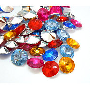 Imitation Taiwan Acrylic Rhinestone Cabochons, Pointed Back & Faceted, Diamond, Mixed Color, 18x7mm, about 200pcs/bag(GACR-A004-18mm-M)