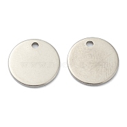 304 Stainless Steel Charms, Flat Round, Stainless Steel Color, 10x1mm, Hole: 1.2mm(STAS-H157-05P)