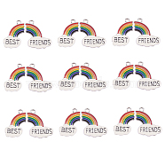 Alloy Enamel Pendants, Rainbow with Word Best, Platinum, Colorful, 23x16.5x2mm, Hole: 2mm(PALLOY-CJC0001-39P)