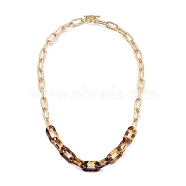 Transparent Acrylic & Aluminum Paperclip Chain Necklaces, with 304 Stainless Steel Toggle Clasps, Golden, 17.71 inch(45cm)(NJEW-JN02959-02)