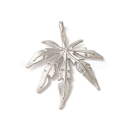 Alloy Pendant, Cadmium Free & Lead Free, Autumn Maple Leaf Charm, Platinum, 49x42.5x3mm, Hole: 7.5x4mm(FIND-A038-25P)