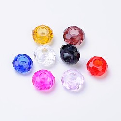 Glass European Beads, Faceted Rondelle, Mixed Color, 14x8mm, Hole: 5mm(GLAA-N0ZTG261-M)