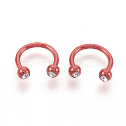 Electrophoresis 304 Stainless Steel Body Jewelry, Nose Studs/Stud Earrings, with Rhinestone, Red, 10.5x10.5mm; Pin: 1mm(AJEW-L071-B06)