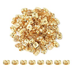 304 Stainless Steel Ear Nuts, Friction Ear Nuts for Post Earrings, Real 18K Gold Plated, 6x4.5x3mm, Hole: 0.8~1mm(STAS-YW0001-49)