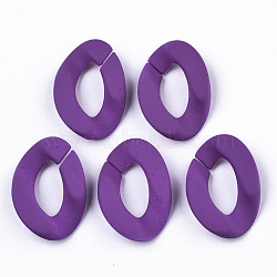 Opaque Spray Painted Acrylic Linking Rings, Fluorescence, Quick Link Connectors, for Curb Chains Making, Unwelded, Twist, Purple, 29x20.5x6mm, Inner Diameter: 8x16mm(OACR-R249-03A)