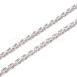 Brass Link Chains, U Shape, Unwelded, Silver, 9.5x5x2mm(CHC-T014-001S)