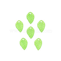 Transparent Acrylic Charms, Leaf, Lime Green, 13.5x8.5x2mm, Hole: 1.6mm(TACR-T012-04)