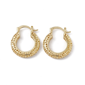 Brass Hoop Earrings for Women, Rack Plating, Long-Lasting Plated, Lead Free & Cadmium Free, Flat Round, Real 18K Gold Plated, 25.5x22x4mm, Pin: 1.8mm
