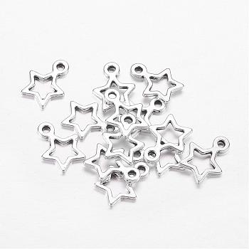 Tibetan Style Alloy Charms, Star, Christmas, Antique Silver, Lead Free & Cadmium Free, 14x10x2mm, Hole: 1.5mm