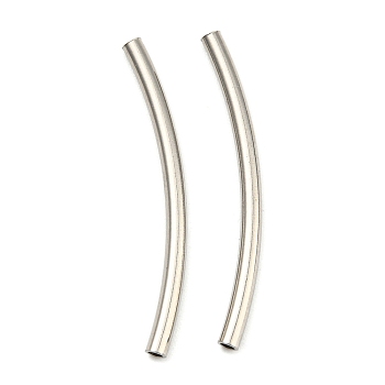 304 Stainless Steel Tube Beads, Curved Tube, Stainless Steel Color, 30x2mm, Hole: 1.4mm