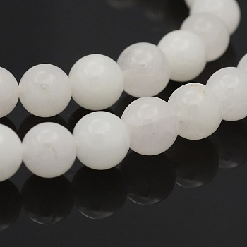 Natural Round White Jade Bead Strands, 10mm, Hole: 1mm, about 40pcs/strand, 15.7 inch