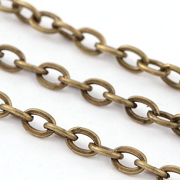 Iron Cable Chains, Unwelded, with Spool, Flat Oval, Cadmium Free & Nickel Free & Lead Free, Antique Bronze Color, 5x3.3x0.9mm, about 32.8 Feet(10m)/roll