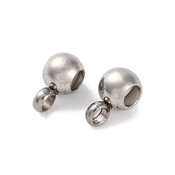 202 Stainless Steel Beads, with Rubber Inside, Slider Beads, Stopper Beads, Rondelle, Stainless Steel Color, 6x4x3mm, Hole: 1.6mm, Rubber Hole: 0.8mm