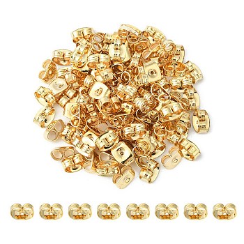 304 Stainless Steel Ear Nuts, Friction Ear Nuts for Post Earrings, Real 18K Gold Plated, 6x4.5x3mm, Hole: 0.8~1mm
