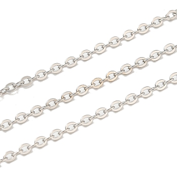 Rhodium Plated 925 Sterling Silver Flat Cable Chains, Soldered, Platinum, Link:1.9x1.5x0.5mm.