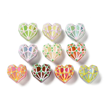 Opaque Acrylic Beads, Heart, Mixed Color, 20.5x21x14mm, Hole: 3mm