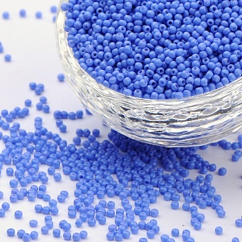 12/0 Grade A Round Glass Seed Beads, Baking Paint, Cornflower Blue, 12/0, 2x1.5mm, Hole: 0.7mm, about 30000pcs/bag