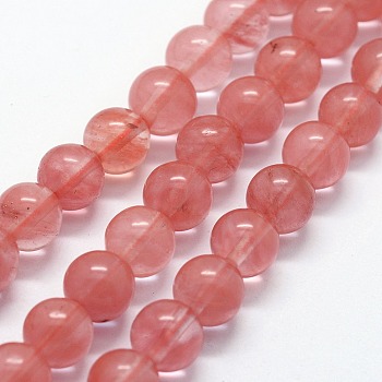Cherry Quartz Glass Beads Strands, Round, 8mm, Hole: 0.8mm, about 47pcs/strand,  14.96 inch(38cm)