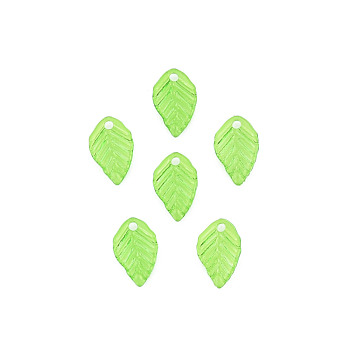 Transparent Acrylic Charms, Leaf, Lime Green, 13.5x8.5x2mm, Hole: 1.6mm