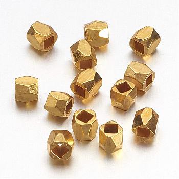 Golden Alloy Faceted Column Spacer Beads, Metal Findings Accessories for DIY Crafting, 3x3mm, Hole: 1.5mm
