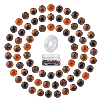 SUNNYCLUE DIY Stretch Bracelets Making Kits, include Natural Tiger Eye Round Beads, Elastic Crystal Thread, Beads: 6~6.5mm, Hole: 0.8~1mm, 200pcs/box