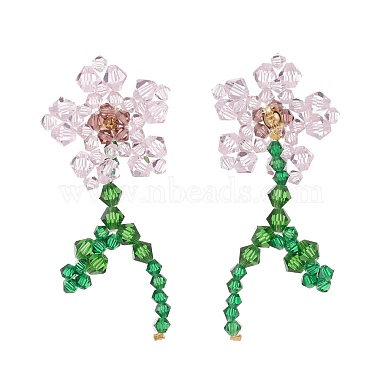 Imitation Austrian Crystal Flower of Life Dangle Stud Earrings(X1-EJEW-TA00029-01)-3