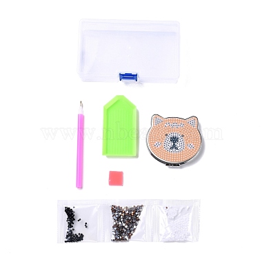 Bricolage ours en forme spéciale diamant peinture mini kits de miroir de maquillage(DIY-P048-09)-2