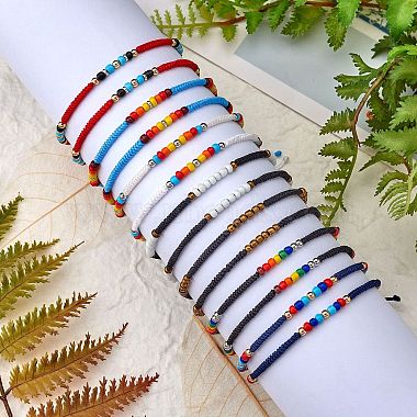 14Pcs 14 Style Glass Seed & 303 Stainless Steel Braided Bead Bracelets and Anklets Set(SJEW-SW00003-07)-4