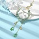Wire Wrapped Natural Green Aventurine Chips & Brass Ring Pendant Decorations(HJEW-TA00102-03)-2