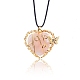 Natural Rose Quartz Metal Wire Wrapped Heart Pendants(PW-WG13885-02)-1