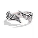 Wing Alloy Cuff Rings, Antique Silver, Inner Diameter: Adjustable(FS-WGBC213-02)