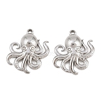 304 Stainless Steel Pendants, Octopus Shape Charms, Stainless Steel Color, 20.5x18.5x3.5mm, Hole: 1.4mm(STAS-L317-36P)
