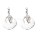 Brass Micro Pave Clear Cubic Zirconia Square Dangle Earrings Findings, with Enamel, Long-Lasting Plated, Rack Plating, Cadmium Free & Lead Free, Platinum, 24x15mm, Hole: 1.6mm(EJEW-A149-01A-P)