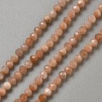 Natural Sunstone Beads Strands, Faceted Round, 3~3.5mm, Hole: 0.7mm, about 115~130pcs/strand, 15.35~15.55 inch(39~39.5cm)(G-WH0021-78)