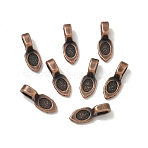 Tibetan Style Pendant Bails, Lead Free , Glue-on Bail, Red Copper, 16mm long, 6mm wide, 5mm thick, Hole: 3mm(X-RAB3357Y)
