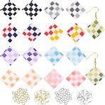 Checkerboard Dangle Earrings DIY Making Kit, Including Rhombus Acrylic Pendants, Iron Earring Hooks & Jump Rings, Mixed Color, Pendants: 18pcs/set(DIY-OC0008-06)