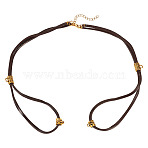 3Pcs Cowhide Leather Cord Double Layer Necklace Making, with Tibetan Style Alloy Tube Bails & 304 Stainless Steel Findings, Antique Golden, Coconut Brown, 16-1/8 inch(41cm)(AJEW-TA0002-77B)