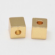 Rack Plating and Vacuum Plating Brass Cube Spacer Beads, Cadmium Free & Lead Free, Golden, 4x4x4mm, Hole: 1mm(X-KK-I598-01G-RS)